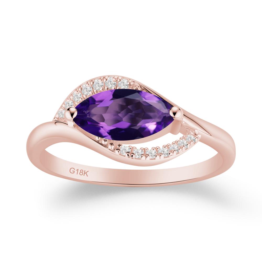Leaf Amethyst Bypass Ring - LUO Jewelry #metal_18k rose gold