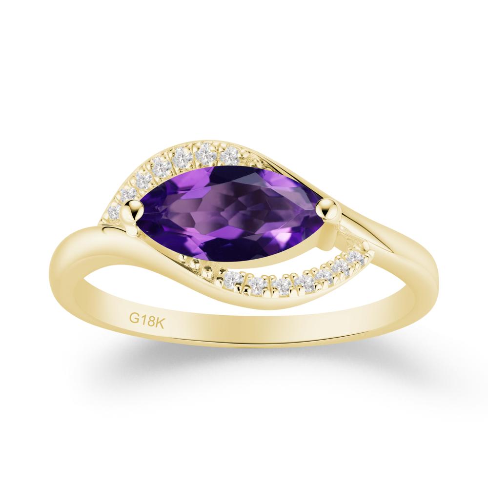 Leaf Amethyst Bypass Ring - LUO Jewelry #metal_18k yellow gold