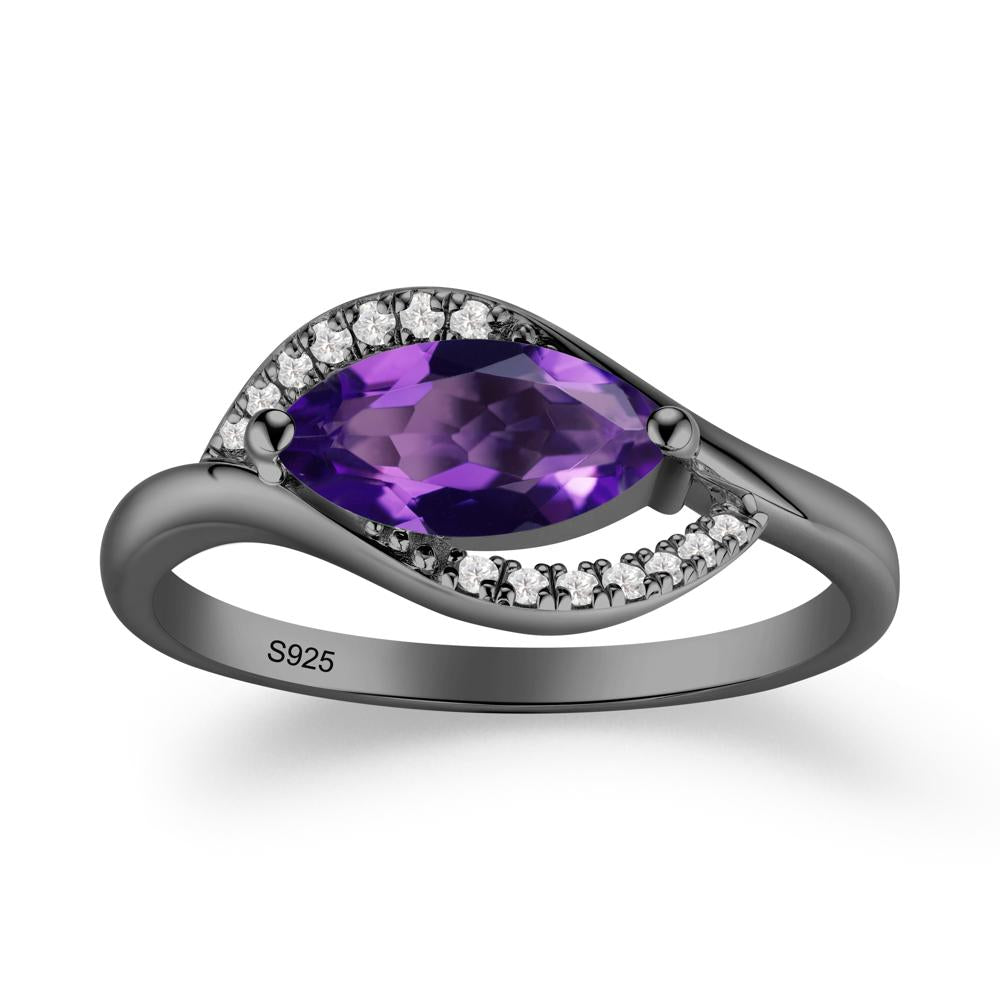 Leaf Amethyst Bypass Ring - LUO Jewelry #metal_black finish sterling silver