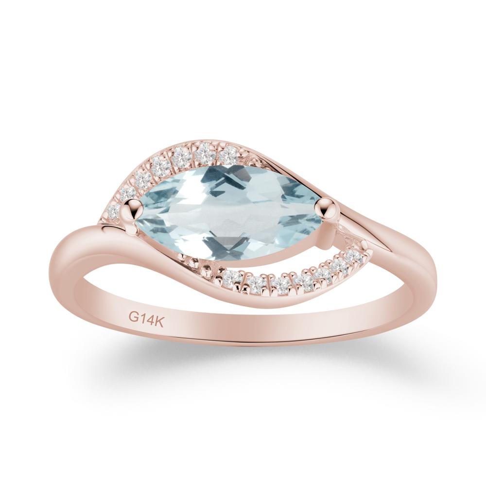 Leaf Aquamarine Bypass Ring - LUO Jewelry #metal_14k rose gold