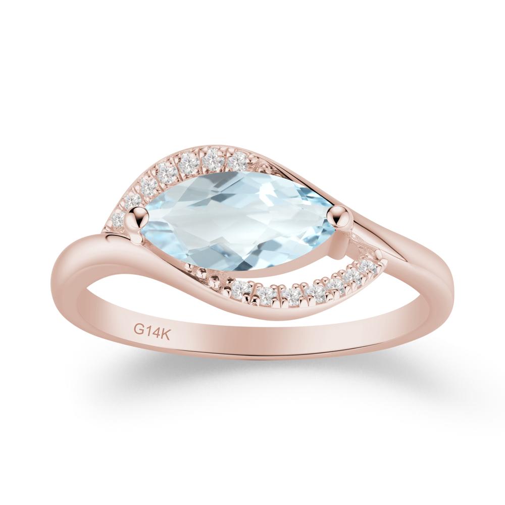 Leaf Aquamarine Bypass Ring - LUO Jewelry #metal_14k rose gold