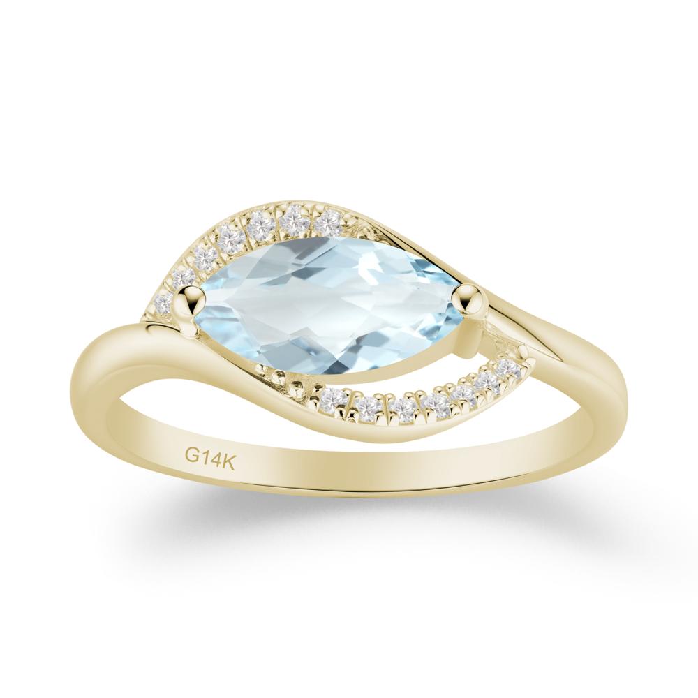 Leaf Aquamarine Bypass Ring - LUO Jewelry #metal_14k yellow gold