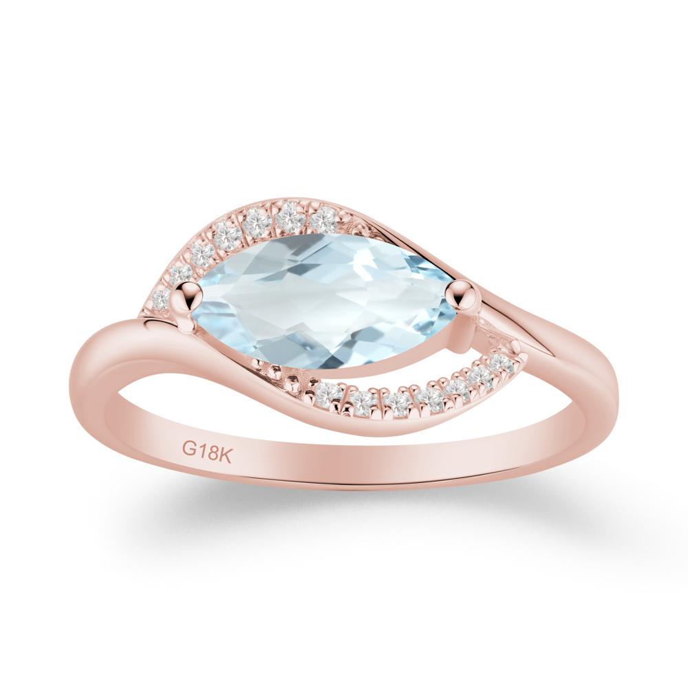 Leaf Aquamarine Bypass Ring - LUO Jewelry #metal_18k rose gold