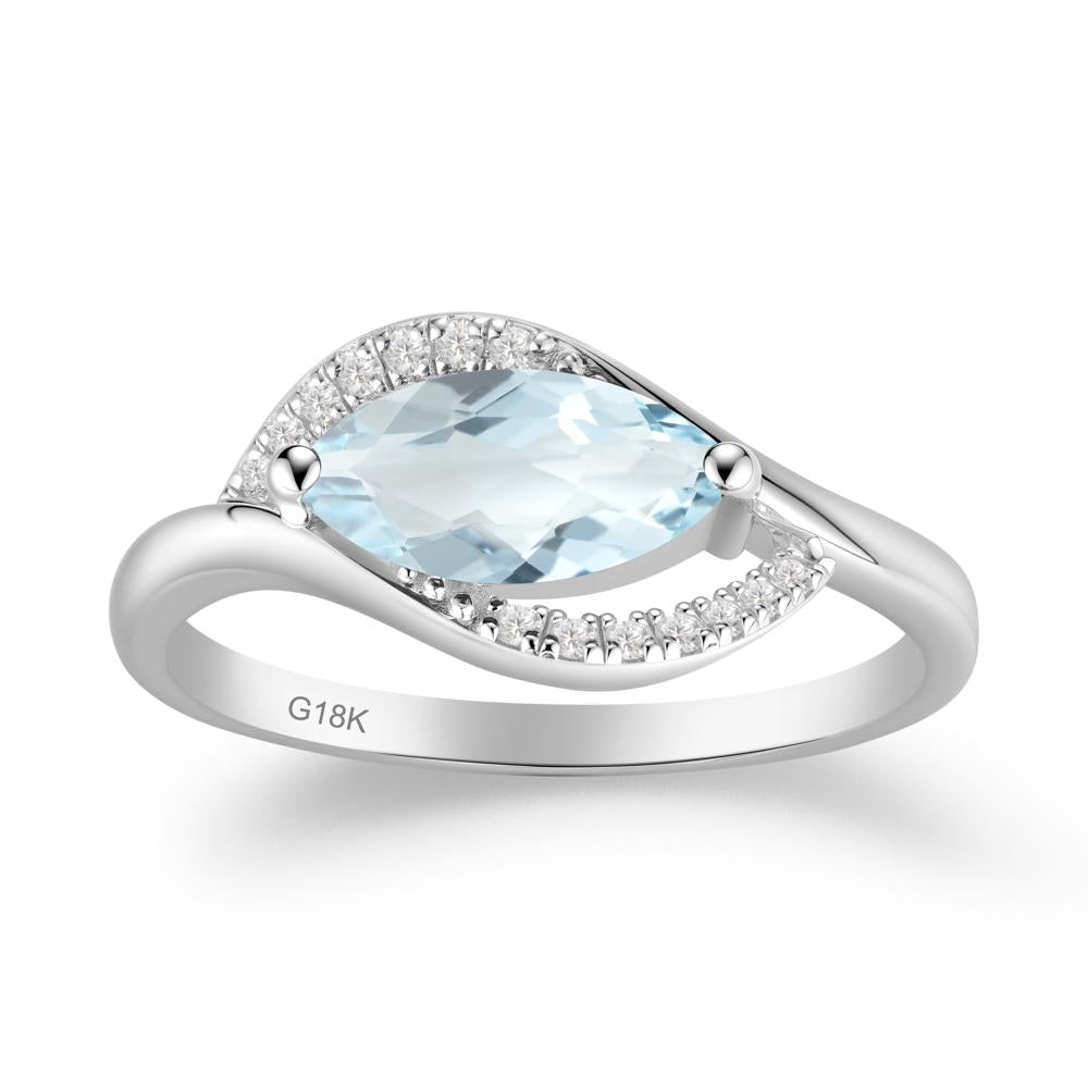 Leaf Aquamarine Bypass Ring - LUO Jewelry #metal_18k white gold