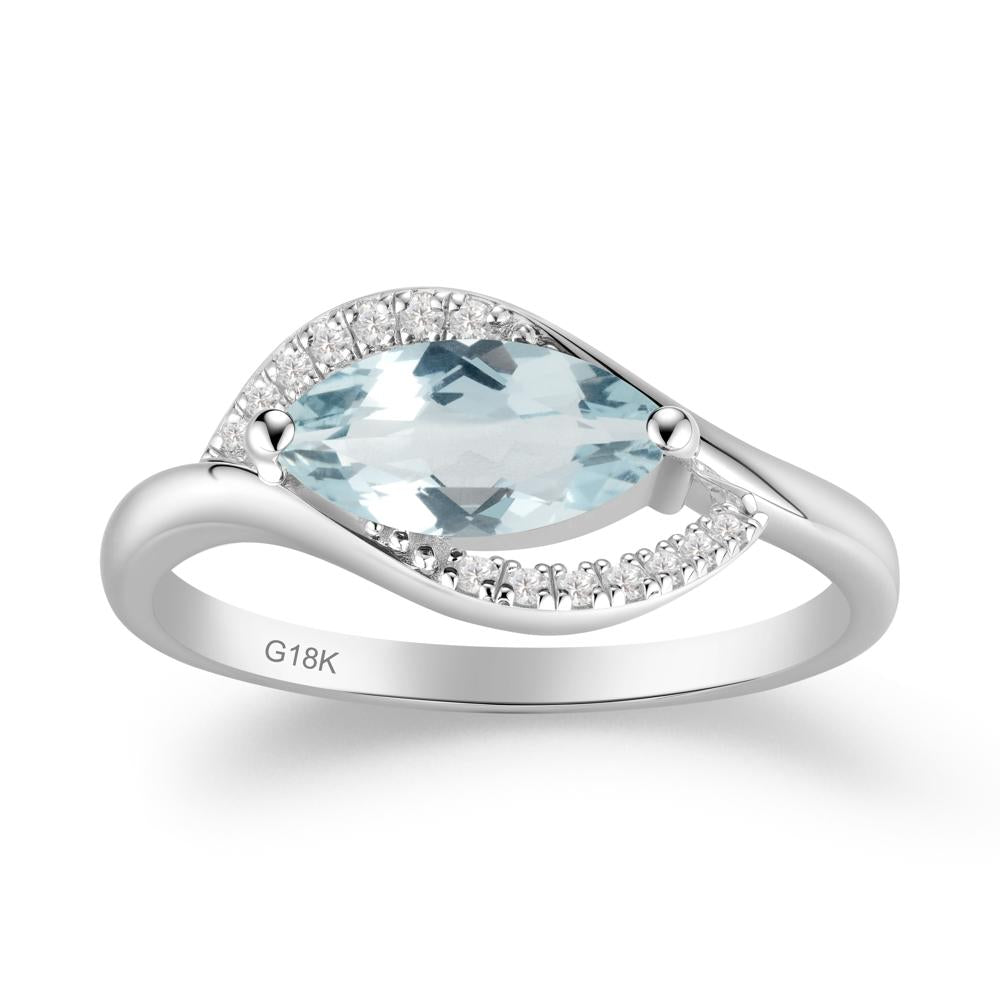 Leaf Aquamarine Bypass Ring - LUO Jewelry #metal_18k white gold