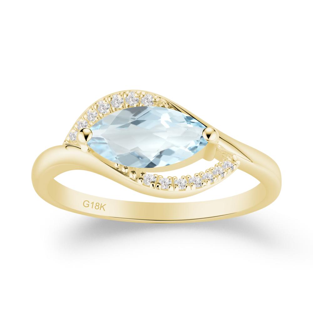 Leaf Aquamarine Bypass Ring - LUO Jewelry #metal_18k yellow gold