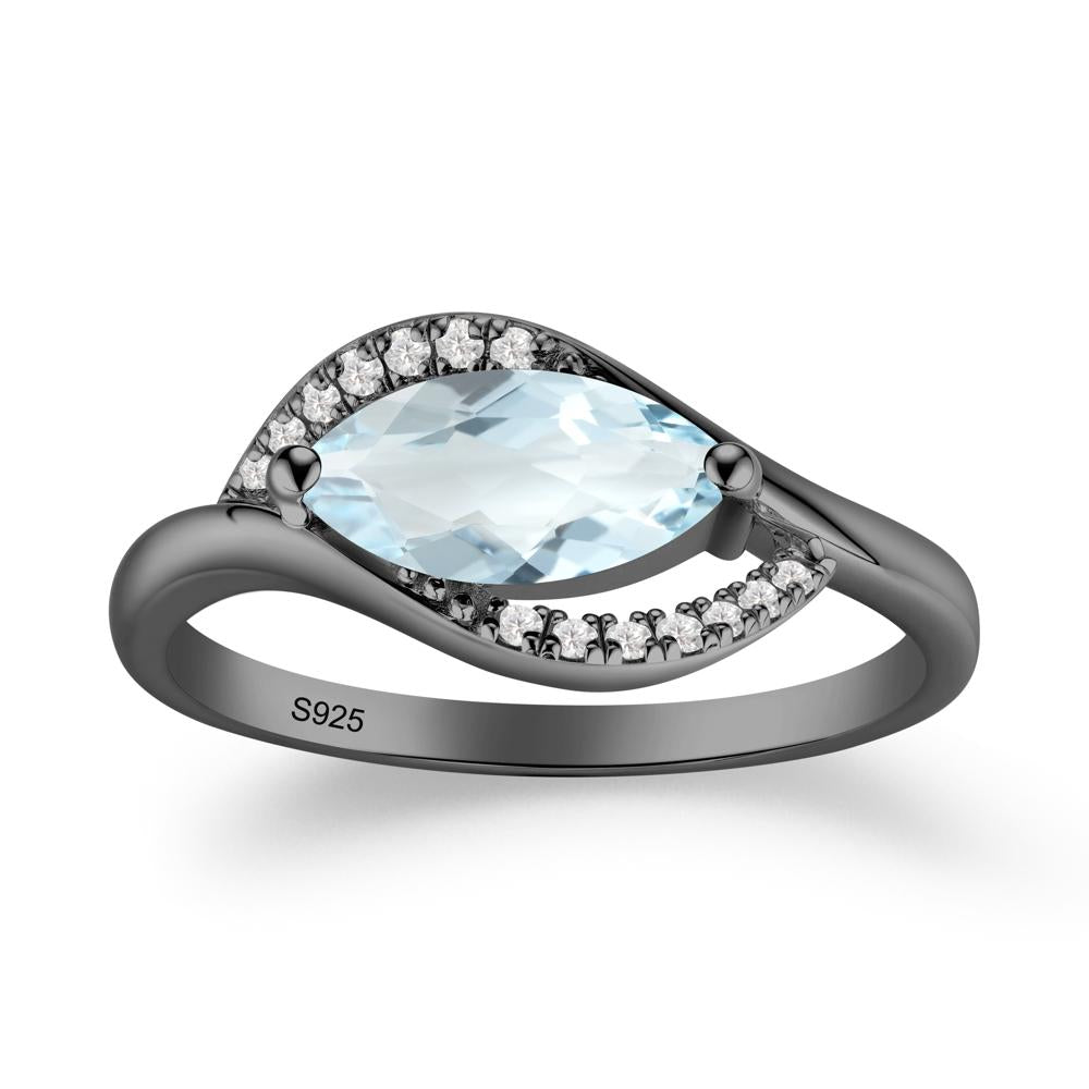 Leaf Aquamarine Bypass Ring - LUO Jewelry #metal_black finish sterling silver
