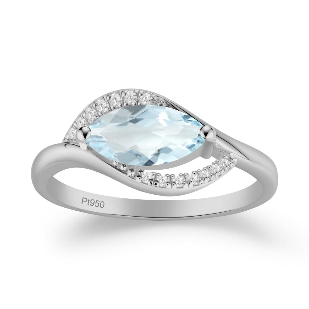 Leaf Aquamarine Bypass Ring - LUO Jewelry #metal_platinum