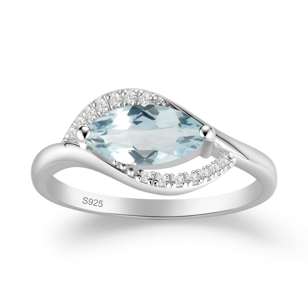 Leaf Aquamarine Bypass Ring - LUO Jewelry #metal_sterling silver
