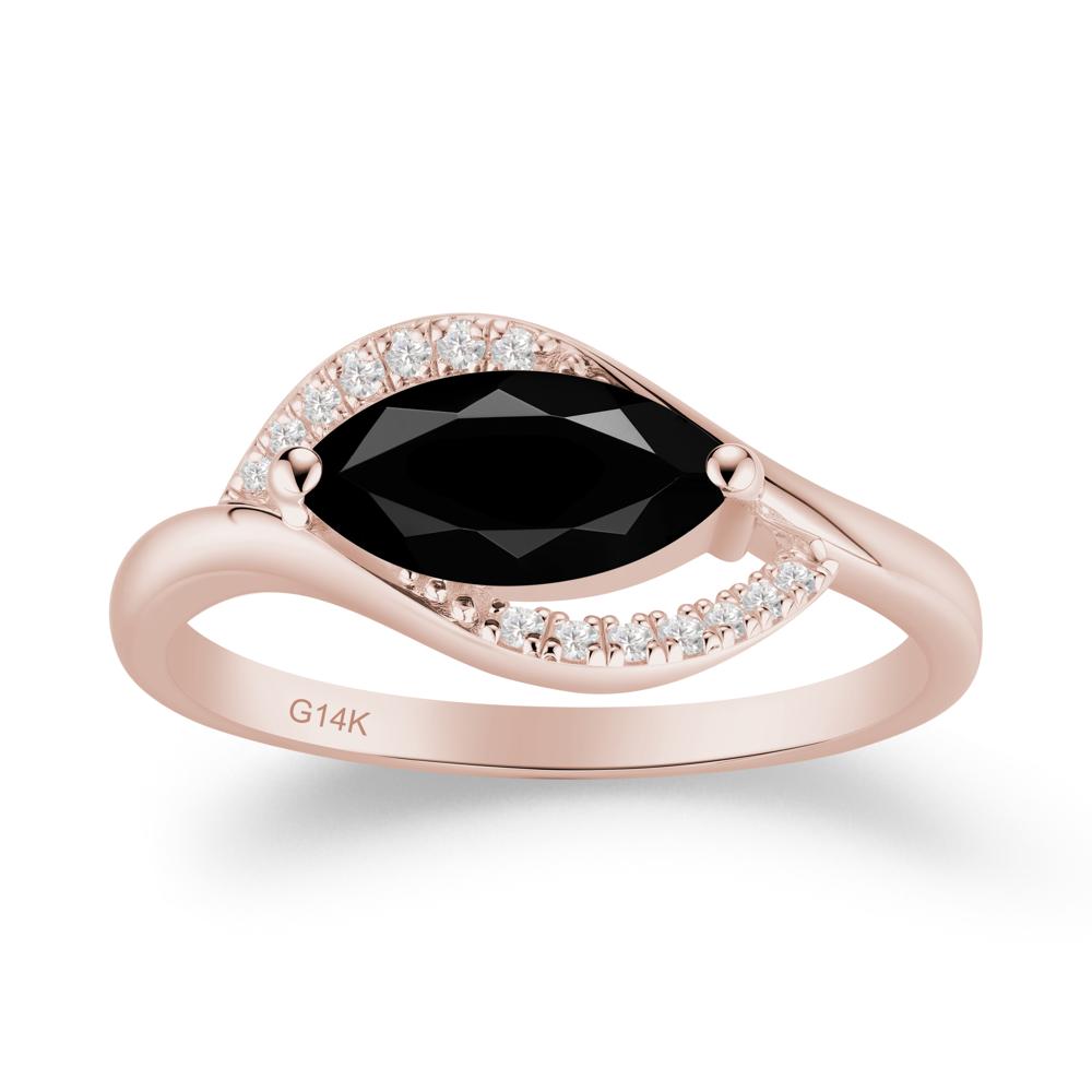 Leaf Inspired Marquise Cut Black Spinel Ring - LUO Jewelry #metal_14k rose gold