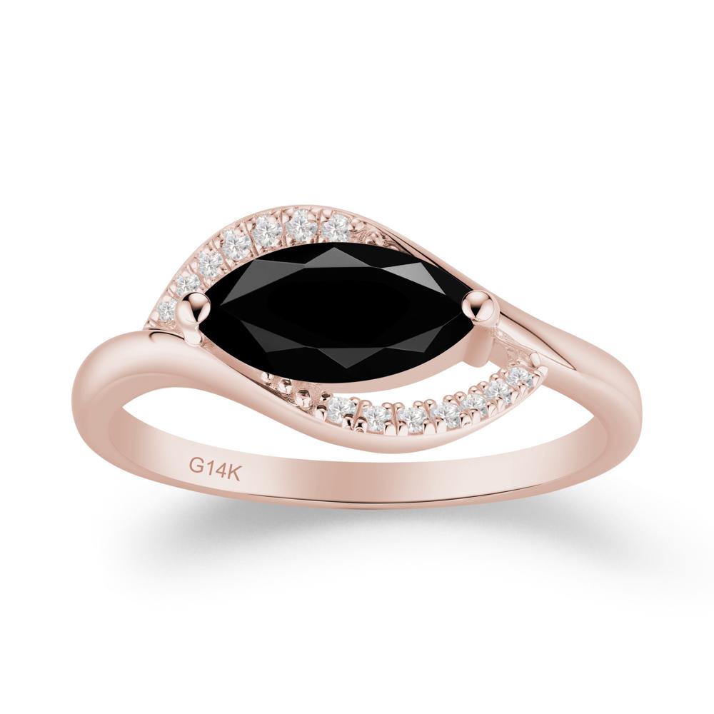 Leaf Inspired Marquise Cut Black Spinel Ring - LUO Jewelry #metal_14k rose gold
