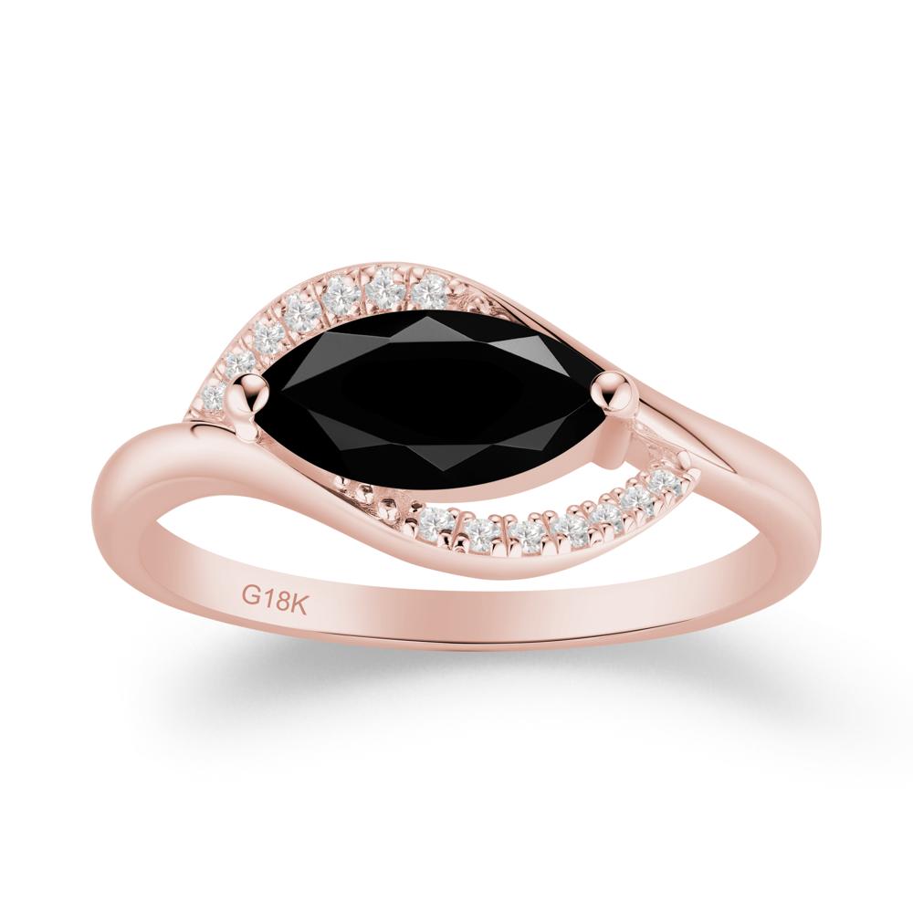 Leaf Inspired Marquise Cut Black Spinel Ring - LUO Jewelry #metal_18k rose gold