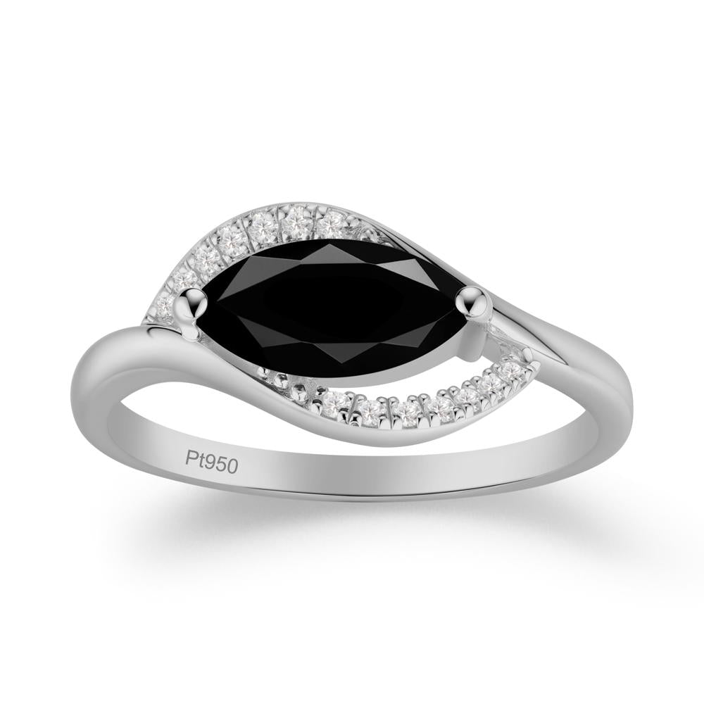 Leaf Inspired Marquise Cut Black Spinel Ring - LUO Jewelry #metal_platinum