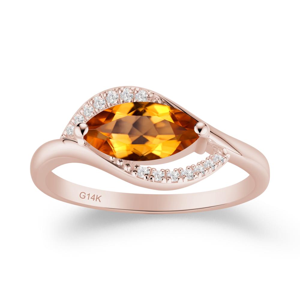 Leaf Citrine Bypass Ring - LUO Jewelry #metal_14k rose gold