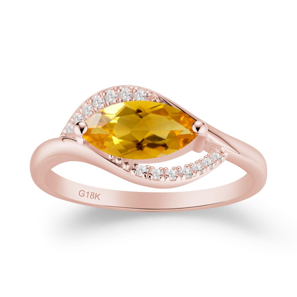 Leaf Citrine Bypass Ring - LUO Jewelry #metal_18k rose gold