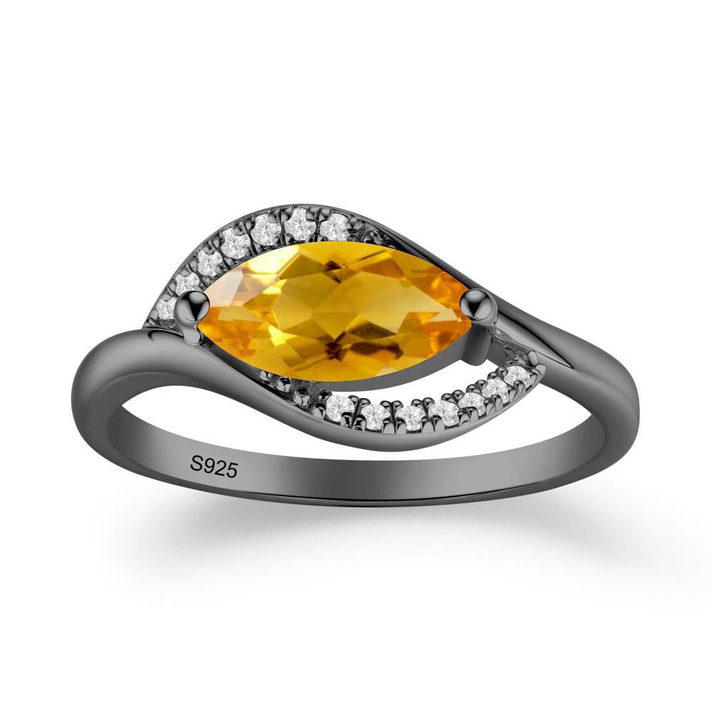 Leaf Citrine Bypass Ring - LUO Jewelry #metal_black finish sterling silver