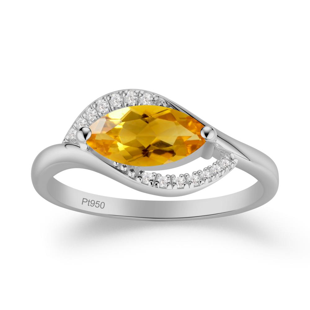 Leaf Citrine Bypass Ring - LUO Jewelry #metal_platinum
