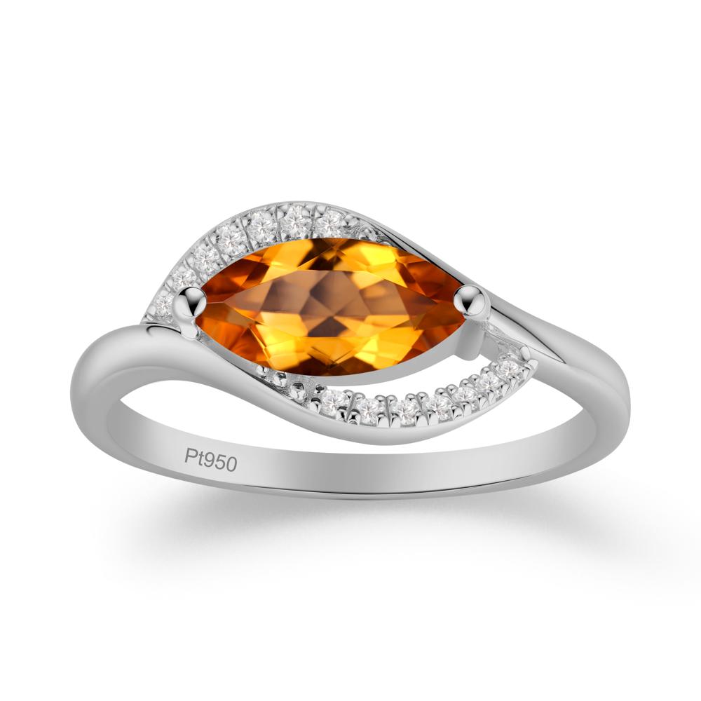 Leaf Citrine Bypass Ring - LUO Jewelry #metal_platinum