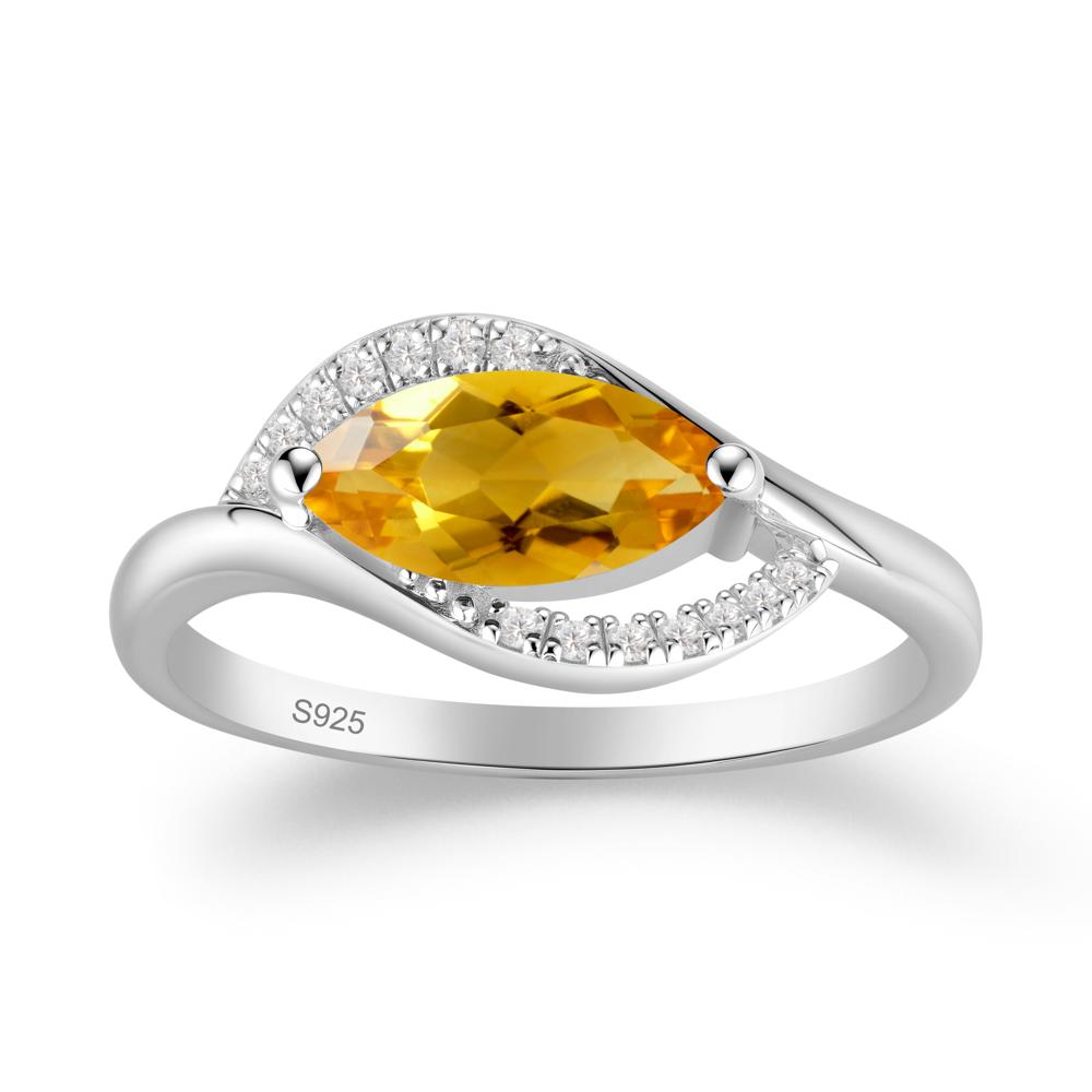 Leaf Citrine Bypass Ring - LUO Jewelry #metal_sterling silver
