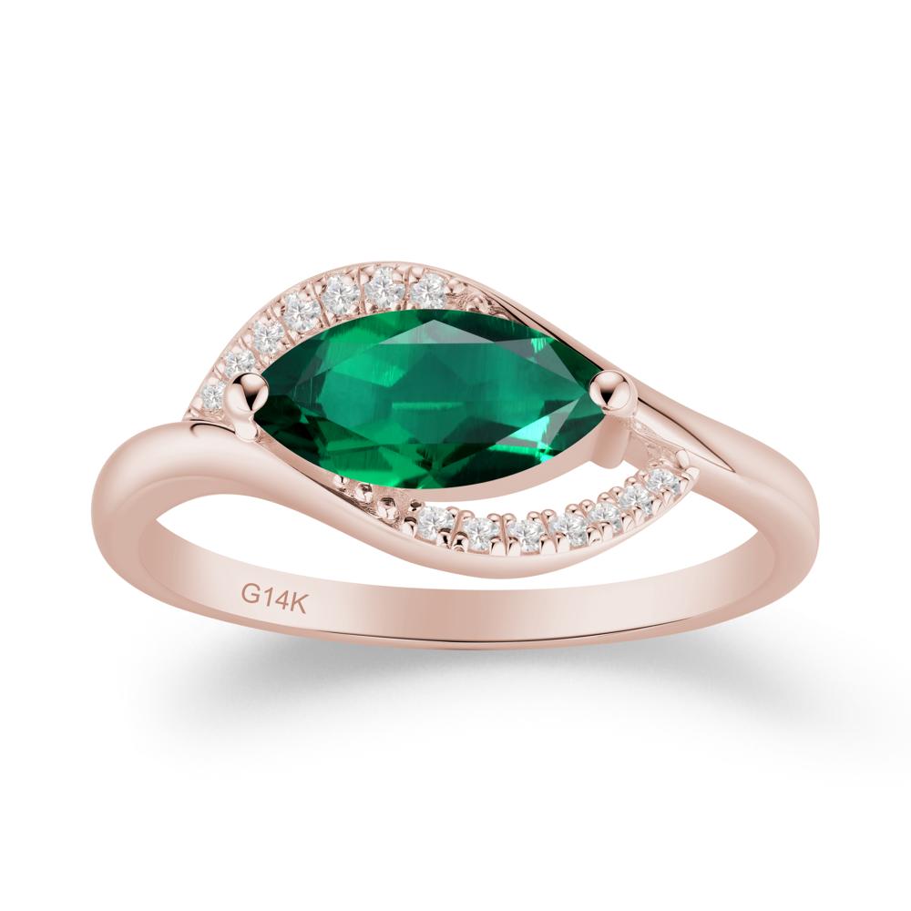 Leaf Inspired Marquise Cut Emerald Ring - LUO Jewelry #metal_14k rose gold