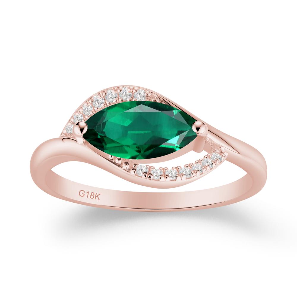 Leaf Inspired Marquise Cut Emerald Ring - LUO Jewelry #metal_18k rose gold