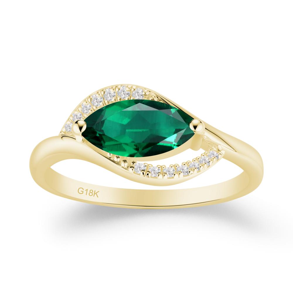 Leaf Inspired Marquise Cut Emerald Ring - LUO Jewelry #metal_18k yellow gold