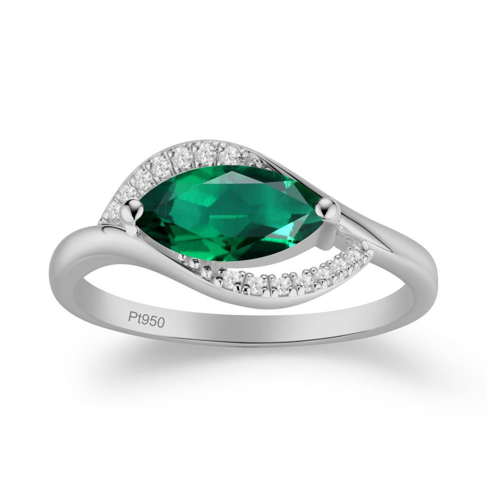 Leaf Inspired Marquise Cut Emerald Ring - LUO Jewelry #metal_platinum