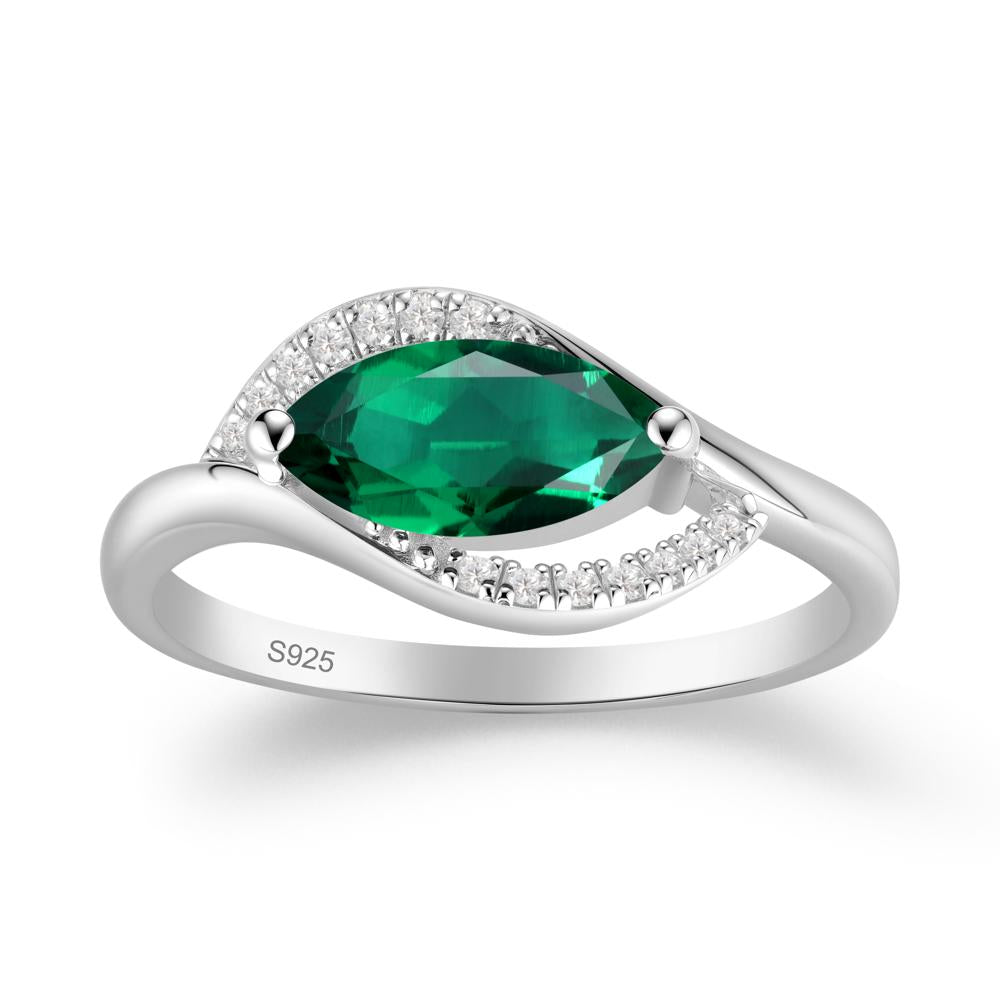 Leaf Inspired Marquise Cut Emerald Ring - LUO Jewelry #metal_sterling silver