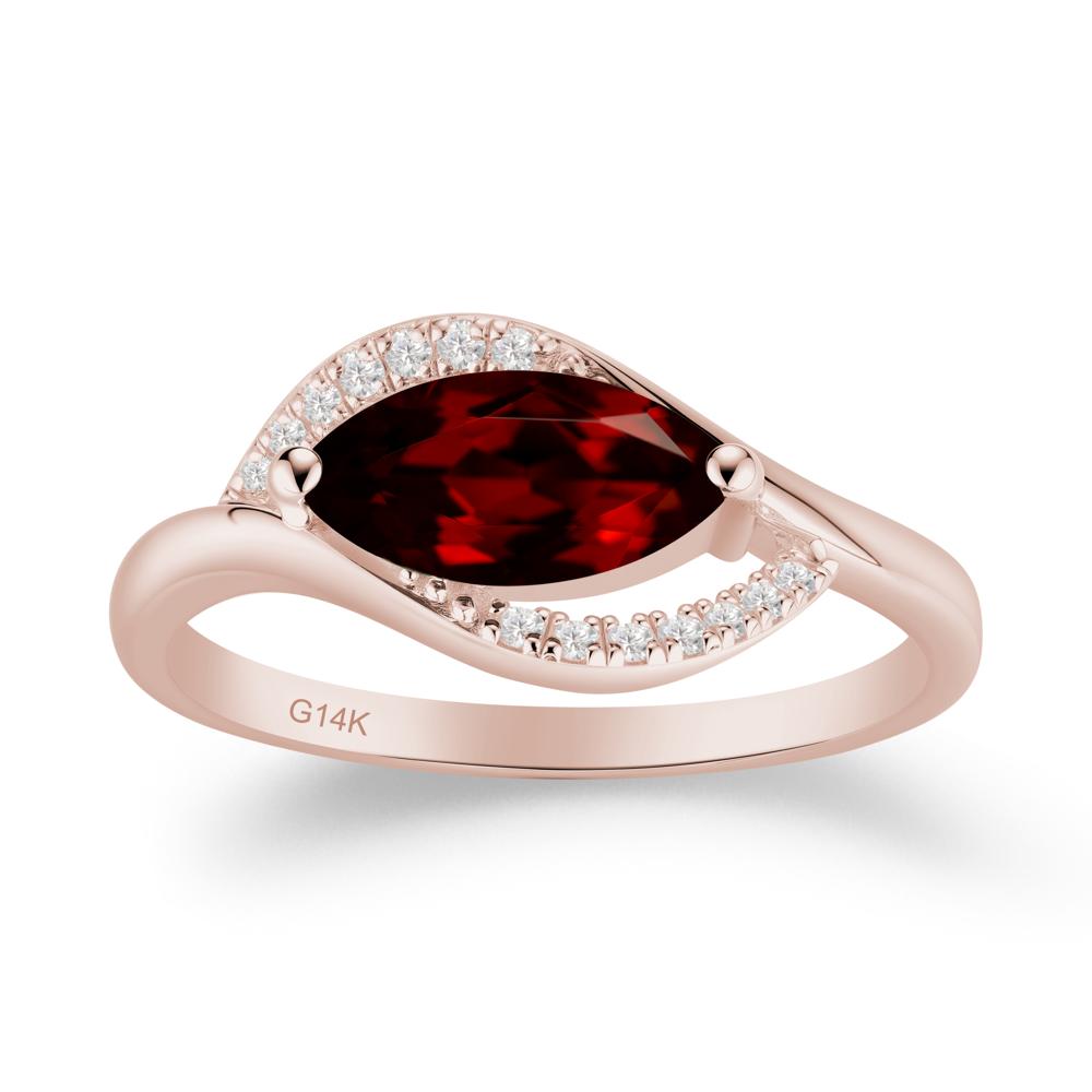 Leaf Inspired Marquise Cut Garnet Ring - LUO Jewelry #metal_14k rose gold