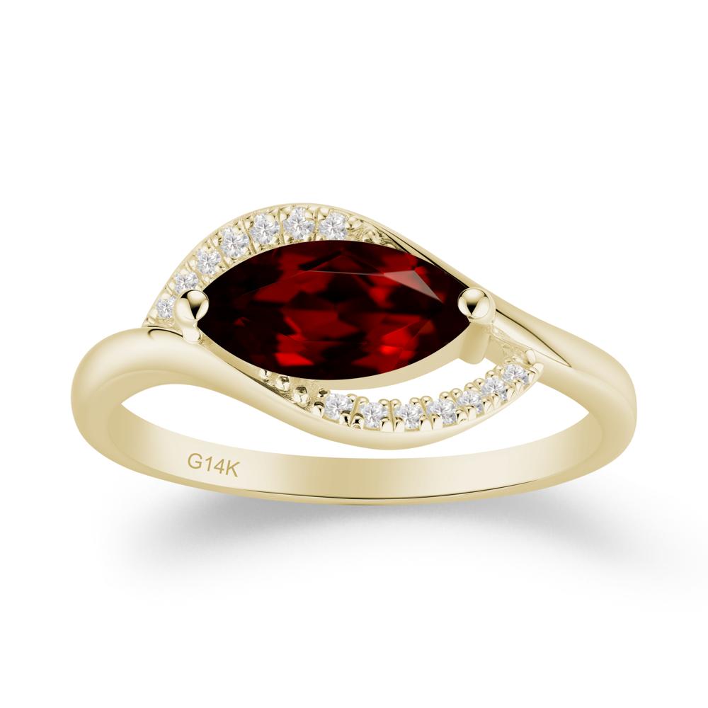 Leaf Inspired Marquise Cut Garnet Ring - LUO Jewelry #metal_14k yellow gold