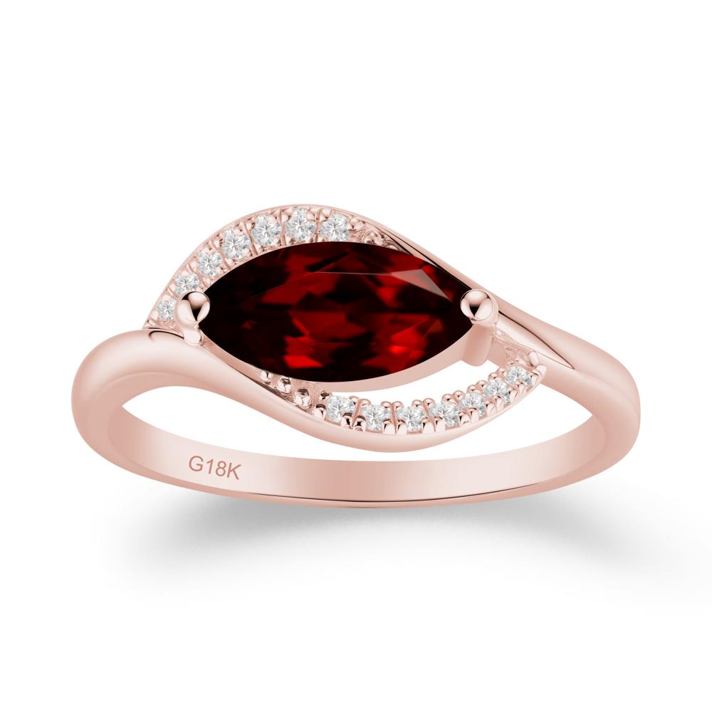 Leaf Inspired Marquise Cut Garnet Ring - LUO Jewelry #metal_18k rose gold
