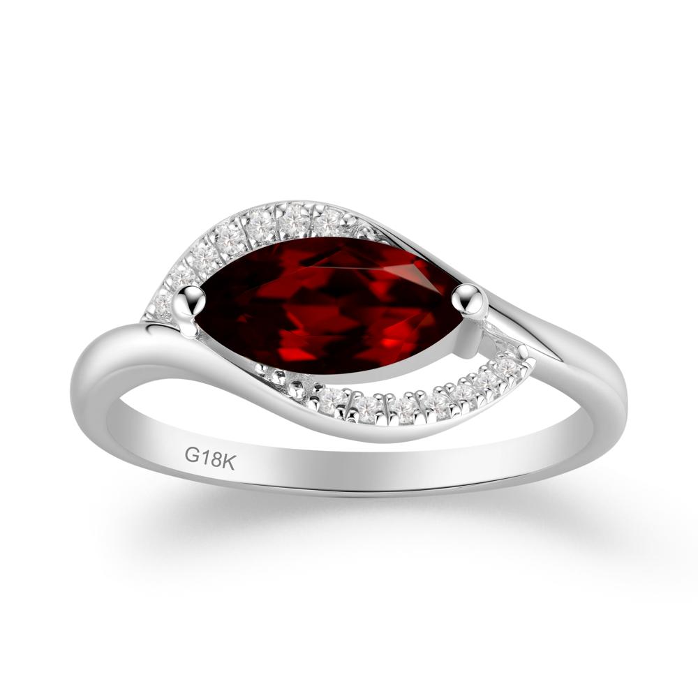 Leaf Inspired Marquise Cut Garnet Ring - LUO Jewelry #metal_18k white gold