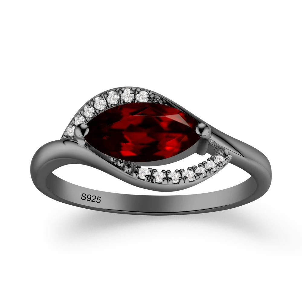 Leaf Inspired Marquise Cut Garnet Ring - LUO Jewelry #metal_black finish sterling silver