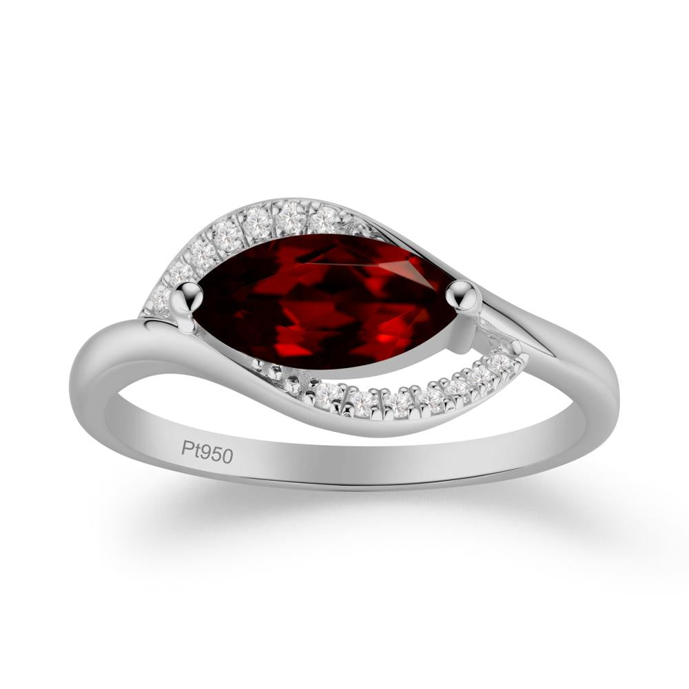 Leaf Inspired Marquise Cut Garnet Ring - LUO Jewelry #metal_platinum