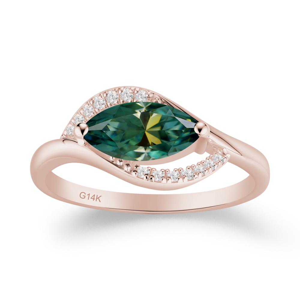 Leaf Green Moissanite Bypass Ring - LUO Jewelry #metal_14k rose gold