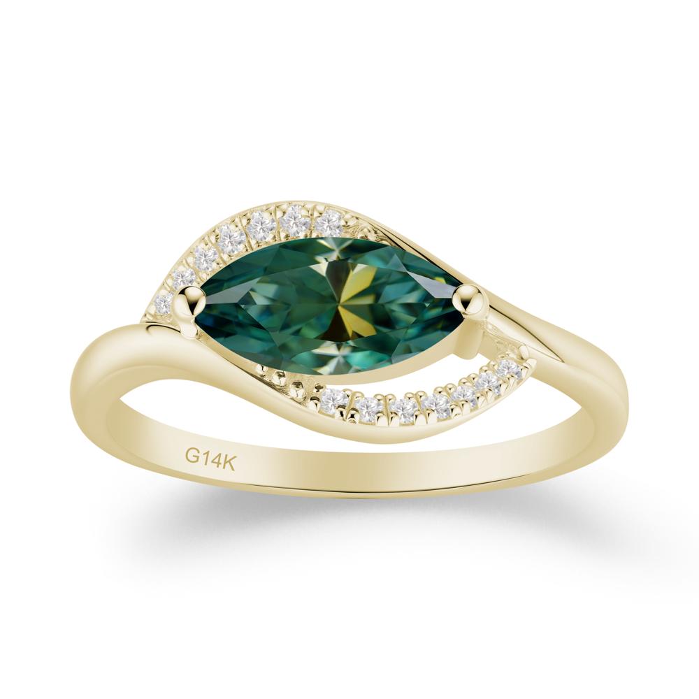 Leaf Green Moissanite Bypass Ring - LUO Jewelry #metal_14k yellow gold