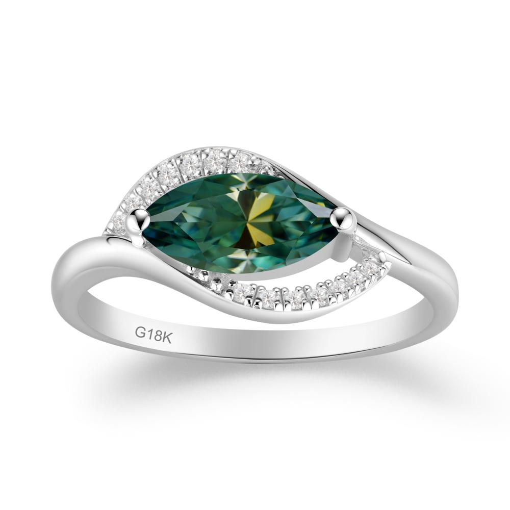 Leaf Green Moissanite Bypass Ring - LUO Jewelry #metal_18k white gold