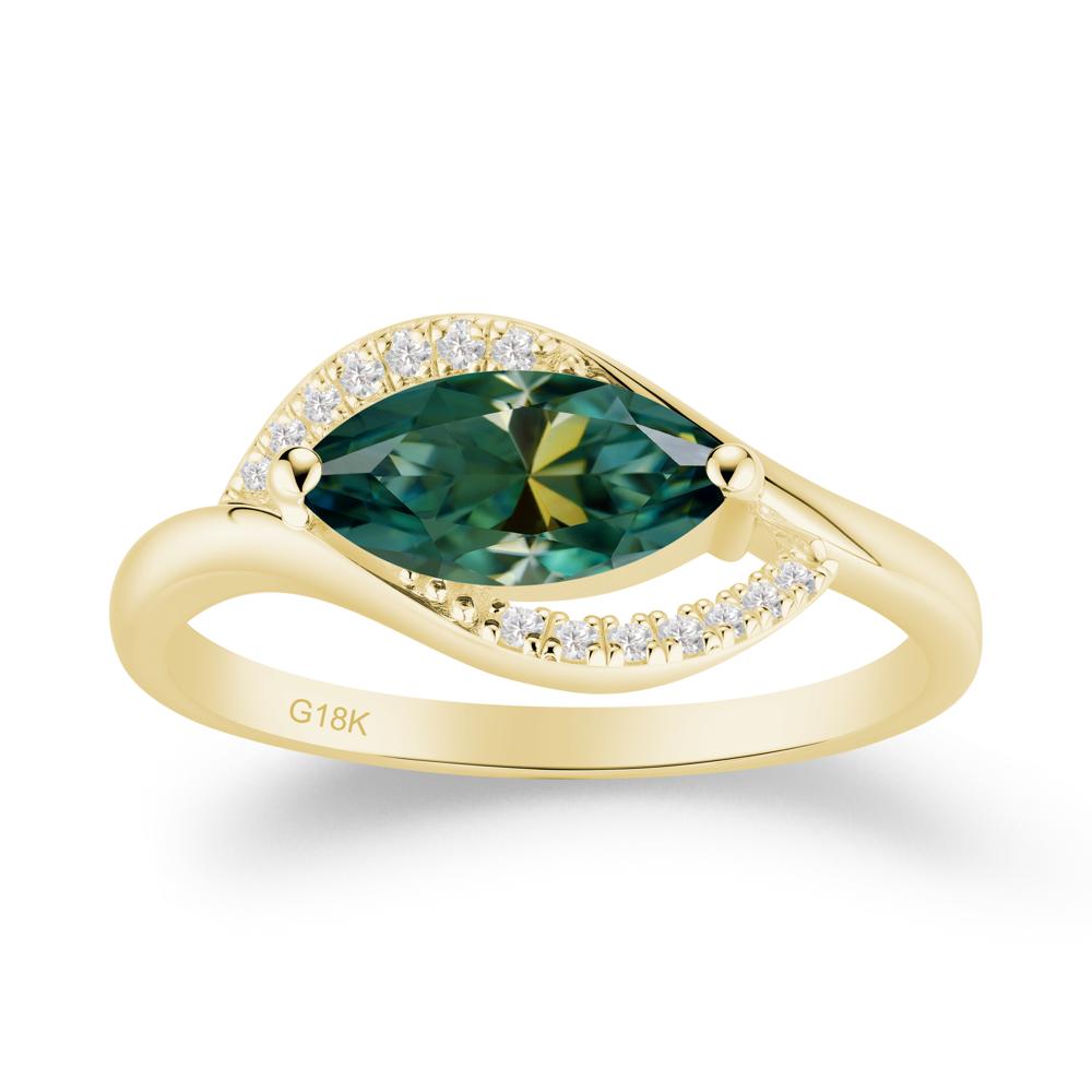 Leaf Green Moissanite Bypass Ring - LUO Jewelry #metal_18k yellow gold