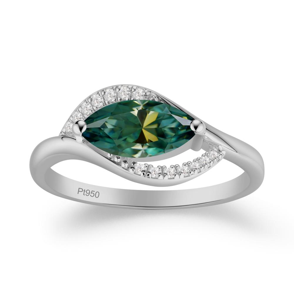 Leaf Green Moissanite Bypass Ring - LUO Jewelry #metal_platinum