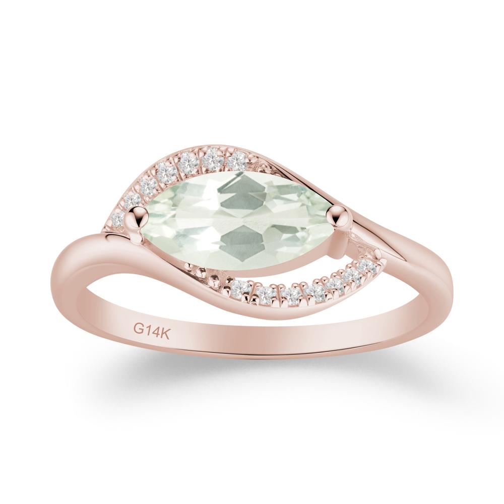 Unique Bypass Green Amethyst Engagement Ring - LUO Jewelry #metal_14k rose gold