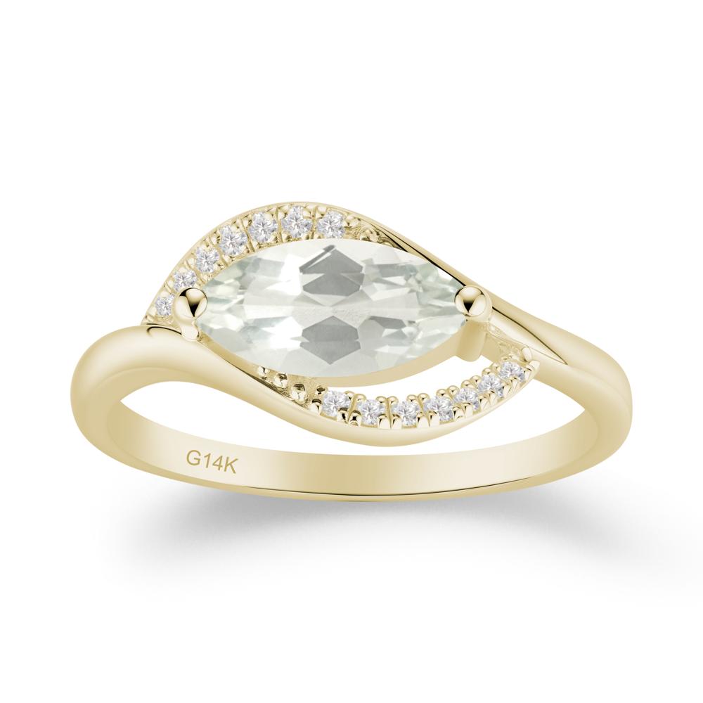 Unique Bypass Green Amethyst Engagement Ring - LUO Jewelry #metal_14k yellow gold