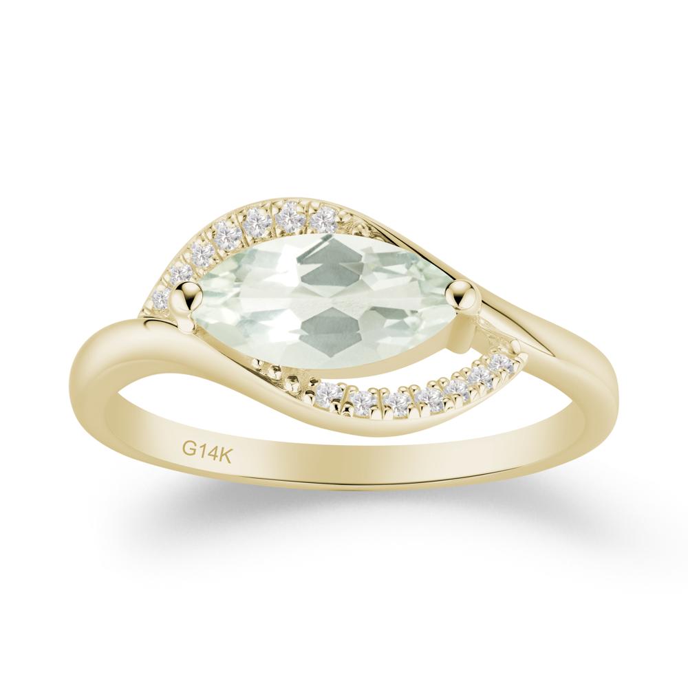 Unique Bypass Green Amethyst Engagement Ring - LUO Jewelry #metal_14k yellow gold