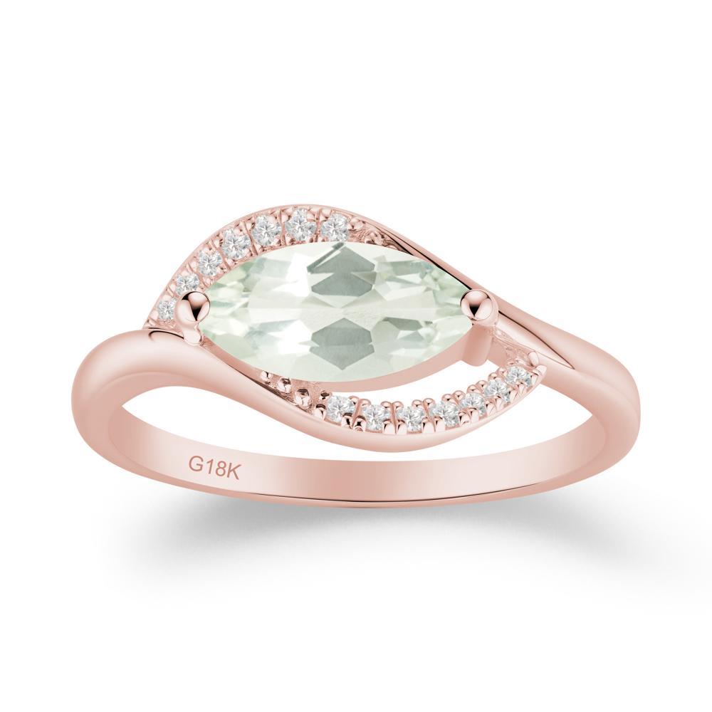 Unique Bypass Green Amethyst Engagement Ring - LUO Jewelry #metal_18k rose gold
