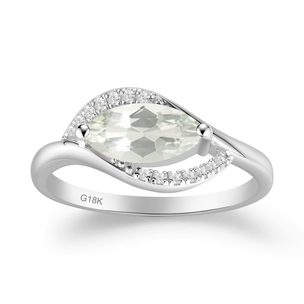 Unique Bypass Green Amethyst Engagement Ring - LUO Jewelry #metal_18k white gold