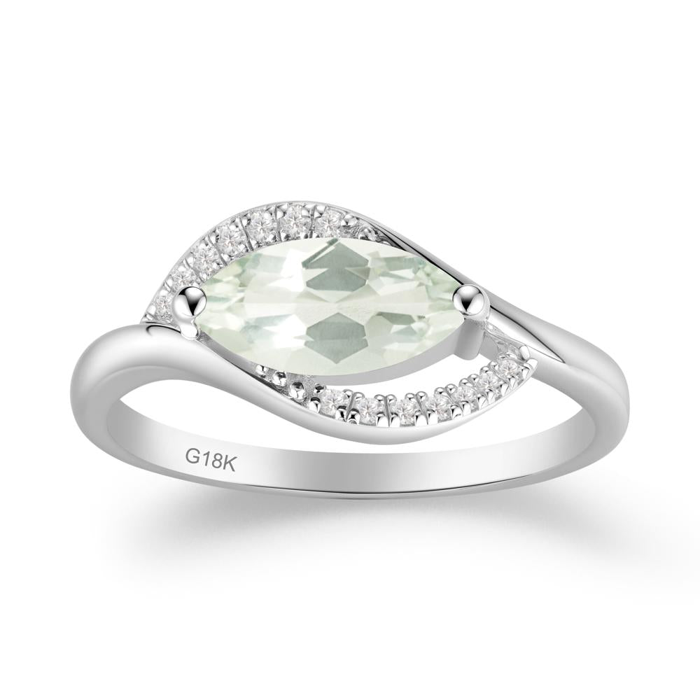 Unique Bypass Green Amethyst Engagement Ring - LUO Jewelry #metal_18k white gold