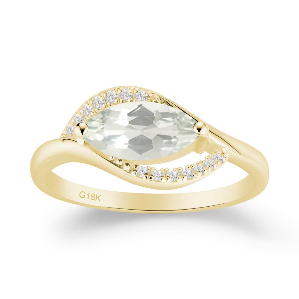 Unique Bypass Green Amethyst Engagement Ring - LUO Jewelry #metal_18k yellow gold