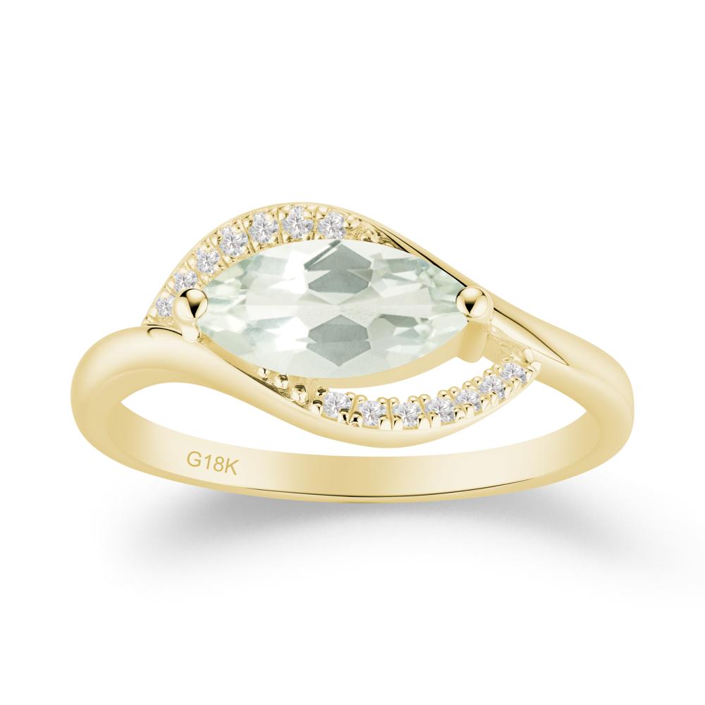 Unique Bypass Green Amethyst Engagement Ring - LUO Jewelry #metal_18k yellow gold