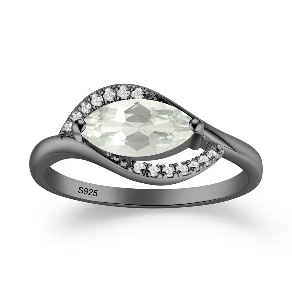 Unique Bypass Green Amethyst Engagement Ring - LUO Jewelry #metal_black finish sterling silver