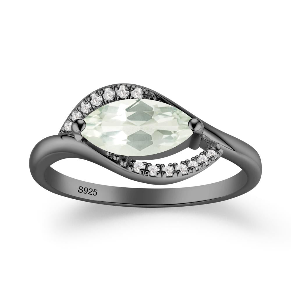 Unique Bypass Green Amethyst Engagement Ring - LUO Jewelry #metal_black finish sterling silver