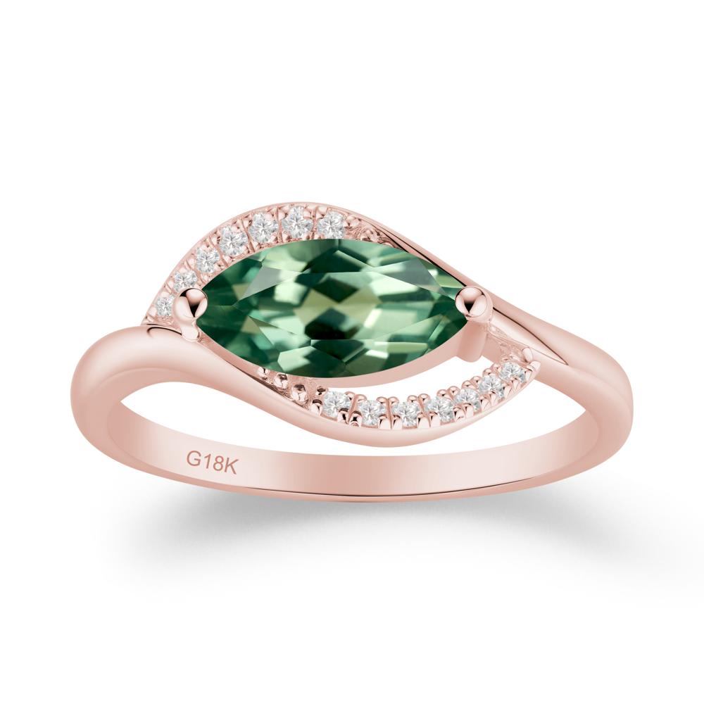 Leaf Inspired Marquise Cut Green Sapphire Ring - LUO Jewelry #metal_18k rose gold